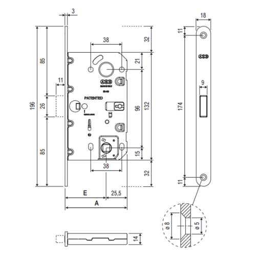 Защёлка магнитная сантехническая AGB MEDIANA POLARIS WAVE WC В061325058V