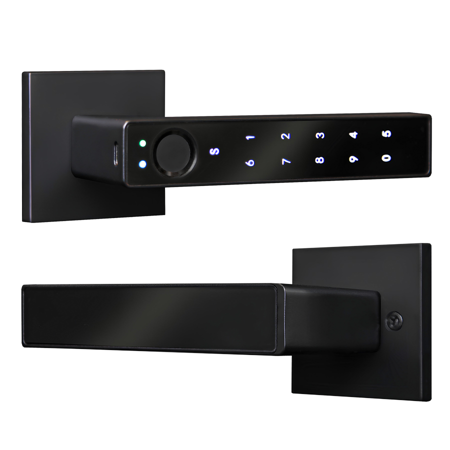 Умная электронная дверная ручка с отпечатком пальца модель Smart lock T888 Черная (вариант установки)