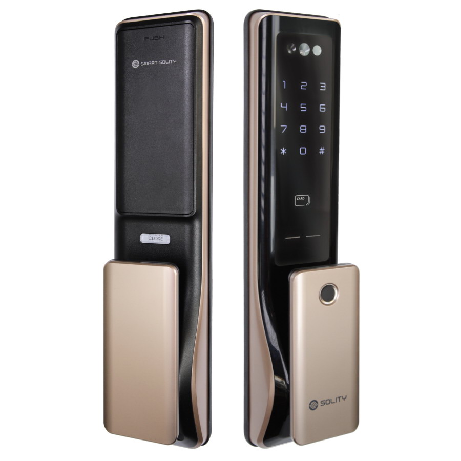Умный дверной замок с ручкой Solity GP-6000BAK Champagne Gold, Face-ID